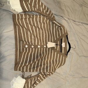 Striped Brown and White Cardigan